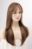 Gaeaspace  -  Brunette Wig with Blonde Highlights Side Bangs Straight Brown Wigs Cosplay Wig Party Hair Wig for Women