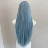 Gaeaspace  -  Glacier Blue Forehead Lace Low Saturation Blue Wig Female Full Head Long Hair Simulation Hair Summer Lightweight