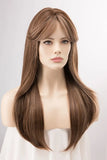 Gaeaspace  -  Brunette Wig with Blonde Highlights Side Bangs Straight Brown Wigs Cosplay Wig Party Hair Wig for Women