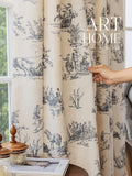 Gaeaspace  -  Custom Cotton Linen Curtains for Living Room Bedroom Printing Curtains Fabric Branches Retro European Window Drapes Home Decos