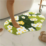 Gaeaspace  -  Fluffy Floor Small Flower Bathroom Mat Strong Absorbent Rug Household Stain Resistant Carpet Bathmate Bedroom Living Room Carpet