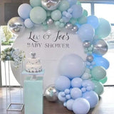 Gaeaspace  -  129pcs Macaron Blue Mint Green Balloon Garland Arch Kit Silver Metallic Balloons for Wedding Baby Shower Birthday Decors