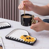 Gaeaspace  -  Nordic Creative Piano Black and White Key Ceramic Coffee Cup with Spoon Mug Exquisite Cappuccino Coffee Afternoon Tea Water Cup