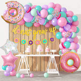 Gaeaspace  -  1 Set Pink Purple Blue Confetti Balloons Garland Arches Set Donut Banners Girls Birthday Party Baby Shower Wedding Decorations