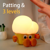 Gaeaspace  -  Cute Cartoon Popcorn Night Light USB Rechargeable Touch Silicone Lamp Kid Gift Bedside Nursery Ambient Mood Light 3 Levels Timer