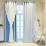 Gaeaspace  -  Nordic Style Solid Color Cloth Yarn Integrated Blackout Curtain Modern Bedroom Shade Curtains Children Room Bay Window Drapes