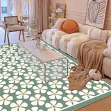 Gaeaspace  -  Classical Flower Pattern Living Room Carpets Green Girl Children's Bedroom Bedside Soft Carpet Cute Minimalist Cloakroom Rug 양탄자