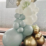 Gaeaspace  -  109Pcs Dusty Blue White Gold Balloons Garland Kit Ice Blue Metallic Gold Latex Balloon for Boy Baby Shower Wedding Decoration