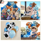 Gaeaspace  -  1 set of Ranch Cow Theme Pink Blue Brown Silver Disco 4D Balloon Garland Arch Set, Birthday Baby Shower Wedding Party Decoration