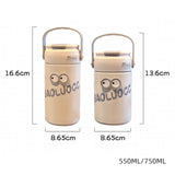 Gaeaspace  -  Cute Thermos Bottle With Tea Filter 3D Sticker Vacuum Flask Stainless Steel Water Coffee Milk Travel Straw Cup 550/750ml Gift