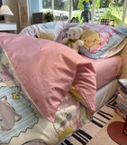 Gaeaspace  -  Cute flower cake dog cat sheep bedding set 1.2 1.5 1.8 kid,twin full queen cotton home textile bed sheet pillow case quilt cover