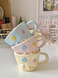 Gaeaspace  -  Korean Style Ins Macaroon Color Mug Cute Dopamine Ceramic Water Cup Fresh Simple Home Matte Coffee Cup with Handle