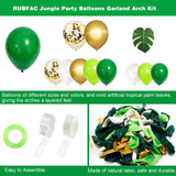 Gaeaspace  -  138 Pcs Jungle Themed Party Green Gold Balloon Garland Arch Kit Faux Palm Leaf Animal Wild 1st Birthday Party Baby Bath Supplies