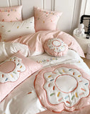 Gaeaspace -  Fashion cute doughnut beding set teen girl,full queen king kawaii cartoon cotton home textile flat sheet pillow case quilt cover