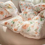 Gaeaspace  -  Bedding Set Minimalist Rural Style Floral. Selsack Four PIECE Set, Washing Cotton Bed Sheets, Bed Sheets,Covers, Girl