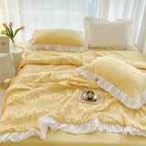 Gaeaspace  -  Korean Seersucker Summer Thin Quilt Air Condition Comforter Bed Cover Skin Friendly Blanket Single Double Single Quilt Bedding