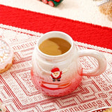 Gaeaspace  -  500ml Christmas Mug with Lid Santa Claus Christmas Trees Pattern Ceramic Coffee Cup Home Office Decor New Year Xmas Gift Box