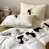 Gaeaspace  -  Fashion cute embroidery panda bedding set single double,twin full queen cotton home textile bed sheet pillow case quilt cover