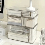 Gaeaspace  -  Transparent With Lid Storage Box Acrylic Desk Organizer Stationery Office Accessories Organizers for Room School Supplies