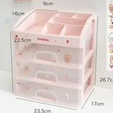 Gaeaspace  -  Ins Transparent Drawer Storage Box Pink Cosmetic Finishing Makeup Box Dormitory Kawaii Shelf Cute Girl Heart Desktop Organizer