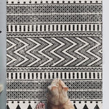 Gaeaspace  -  Boho Bathroom Rug Black Area Rug Moroccan Kitchen Cotton Woven Throw Rug with Tassel for Hallway Bedroom Laundry Entry