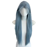 Gaeaspace  -  Glacier Blue Forehead Lace Low Saturation Blue Wig Female Full Head Long Hair Simulation Hair Summer Lightweight