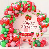 Gaeaspace  -  Sweet Fruit Strawberry Theme Balloons Wreath Happy Birthday Party Atmosphere Decoration Balloon Chain Set Balloon Arch Garland