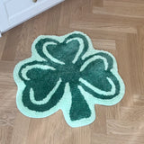 Gaeaspace  -  Clover Green Leaf Flocking Rug 100% Tufted Rug ordic Fun Anti-slip Absorbent Foot Pad Home Door Mat Carpets for Living Room Area