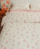 Gaeaspace  -  Romantic sweet pink flower bedding set 1.5 1.8 2.0,full queen king knit cotton home textile bed sheet pillow case quilt cover