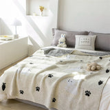 Gaeaspace  -  Modern Simple Half-side Fleece Multifunctional Knitted Blanket Cute Cartoon Rabbit Jacquard Blanket Warm Office Nap Blanket