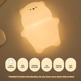 Gaeaspace  -  Cute Silicone Night Lamp Lying Flat Bear Desktop Decorative Light Indoor Creative Atmosphere Lamp Baby Night Lamp Children Gift