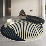 Gaeaspace  -  Modern Minimalist Living Room Decoration Stripe Carpet Round Thicken Rug French Style Rugs for Bedroom Home Washable Floor Mat