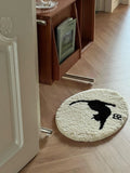 Gaeaspace  -  Cute Cat Pattern OvalSoft Tufting Wool Carpet Rugs Non-Slip Abosrbent Bathroom Floor Mat Bedroom Toilet Door Carpet