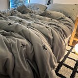 Gaeaspace  -  Ins Style Embroidered Butterfly Bedding Sheet Nordic Duvet Cover Set Home Luxury No Filling Bedding Set Comfortable Bedspread