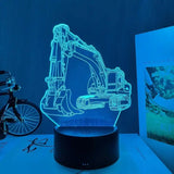 Gaeaspace  -  1pc  Excavator 3D Night Light, 3D Optical Illusion Lamp With Touch, 7-Color Changing Ambient Light For Bedroom