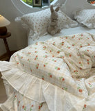 Gaeaspace  -  Sweet cute flower plaid bedding set single double girl,twin full queen king cotton home textile bed sheet pillowcase quilt cover