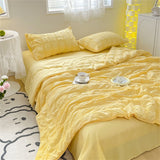 Gaeaspace  -  Korean Style Seersucker Summer Quilt Washed Cotton 200x230cm Thin Quilt Air Condition Blanket Bed Duvet Breathable Bedroom Decor