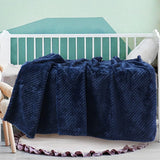 Gaeaspace  -  Premium Flannel Fleece Bed Throw Blanket for Sofa Couch Navy Waffle Textured Soft Fuzzy Blanket Warm Cozy Microfiber