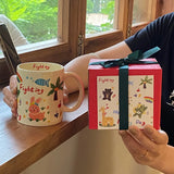 Gaeaspace  -  Christmas New Year gift box ceramic cartoon graffiti mug birthday gift cute coconut small animal water Cup coffee cup