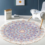 Gaeaspace  -  Hand Woven Cotton Linen Carpet Retro Bohemian Round Bedside Geometric Floor Mat Living Room Home Decor Boho Mandala Tassel Rug