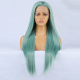 Gaeaspace  -  Mint Green Wig Long Straight Synthetic Lace Front Wig Light Hair Colored Glueless Lace Frontal Wigs for Women Party Cosplay