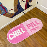 Gaeaspace  -  Chill Pill Custom Rug Oval Tufted Rug Bath Mat Door Floor Mat Pink Home Decor Carpet Camping Mat Waterproof  Anti-Slip