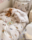 Gaeaspace  -  Cute bear cat dog bedding set 1.2 1.5 1.8 2.0,twin full queen king lovely cotton home textile bed sheet pillow case quilt cover