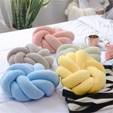 Gaeaspace  -  Soft Hand Knot Ball Pillows Solid Color Cushion Creative Round Back Cushion Home Decoration Car Office Chair Lumbar Throw Pillow