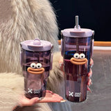 Gaeasapce  -  600/900ml Sport Water Bottle With Straw Handle Cute Plastic Large Cup Drinking Ice Coffee Tea Juice Gym Travel Portable Cups