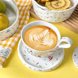 Gaeaspace  -  300ML Ins Style Hand Kneading Ceramic Nordic Modern Coffee Cup Embossed Cream Coffee Cup Home Underglaze Color Cake Dessert Cup