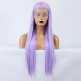 Gaeaspace  -  Purple Wig Long Straight Synthetic Lace Front Wig Glueless Wigs Ready to Wear Light Purple Lace Wig Glueless Lace Wigs for Women