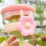 Gaeaspace  -  Kawaii Flower Glass Cup Aesthetic With Lid Straw Infuser Glass Bottle Tumbler For Water Tea Juice Vintage Drinking Bottle 600ml