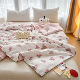 Gaeaspace  -  Printing Quilted Summer Quilt Comforter Soft Air Conditioning Skin-friendly Blankets Washed Cotton Thin Quilts Machine Washable