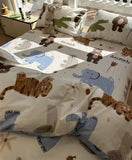 Gaeaspace  -  Cute cartoon animal crocodile elephant bedding set,twin full queen king cotton home textile bed sheet pillow case quilt cover